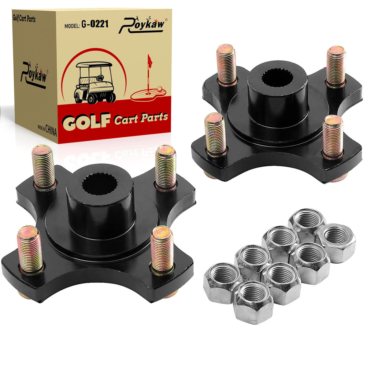 Roykaw rear wheel hub flange plate for EZGO RXV 2008-up, durable upgrade for smoother rides.