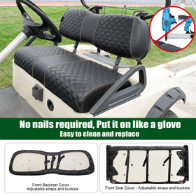 Foam padding visible under Roykaw seat cover for comfort.