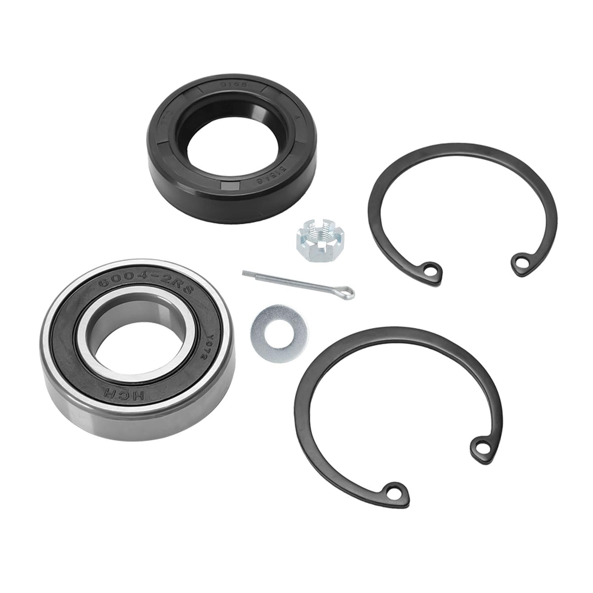 Roykaw snap rings included for secure fit on EZGO RXV rear axle shaft.
