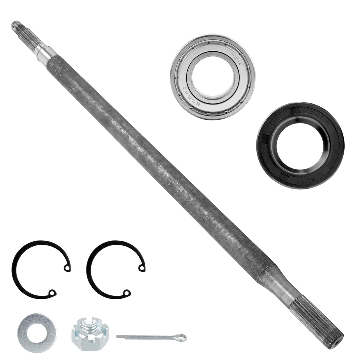 Roykaw snap rings included for secure axle installation.