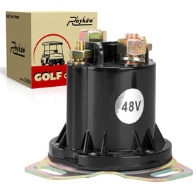 Roykaw 48V solenoid front view with rugged rubber shell for durability.