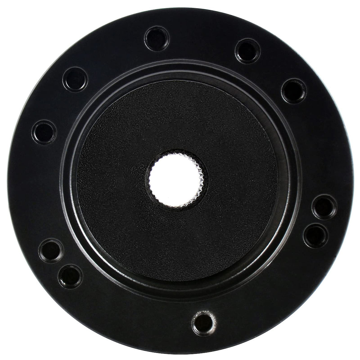 Roykaw black steering adapter in an easy assembly setup during install