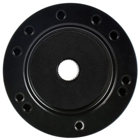 Roykaw black steering adapter in an easy assembly setup during install