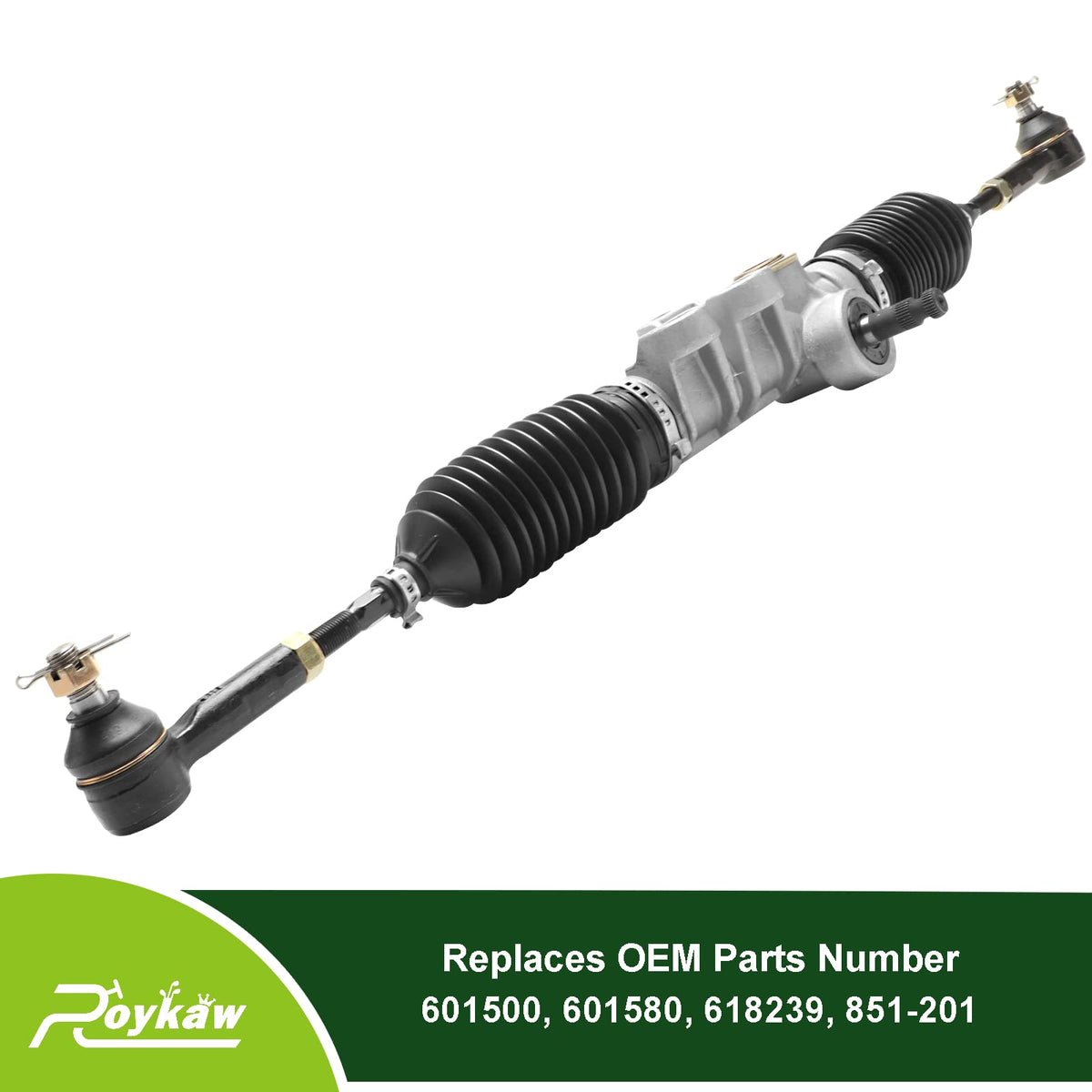 Roykaw steering box with tie rods ends ready for EZGO RXV installation.