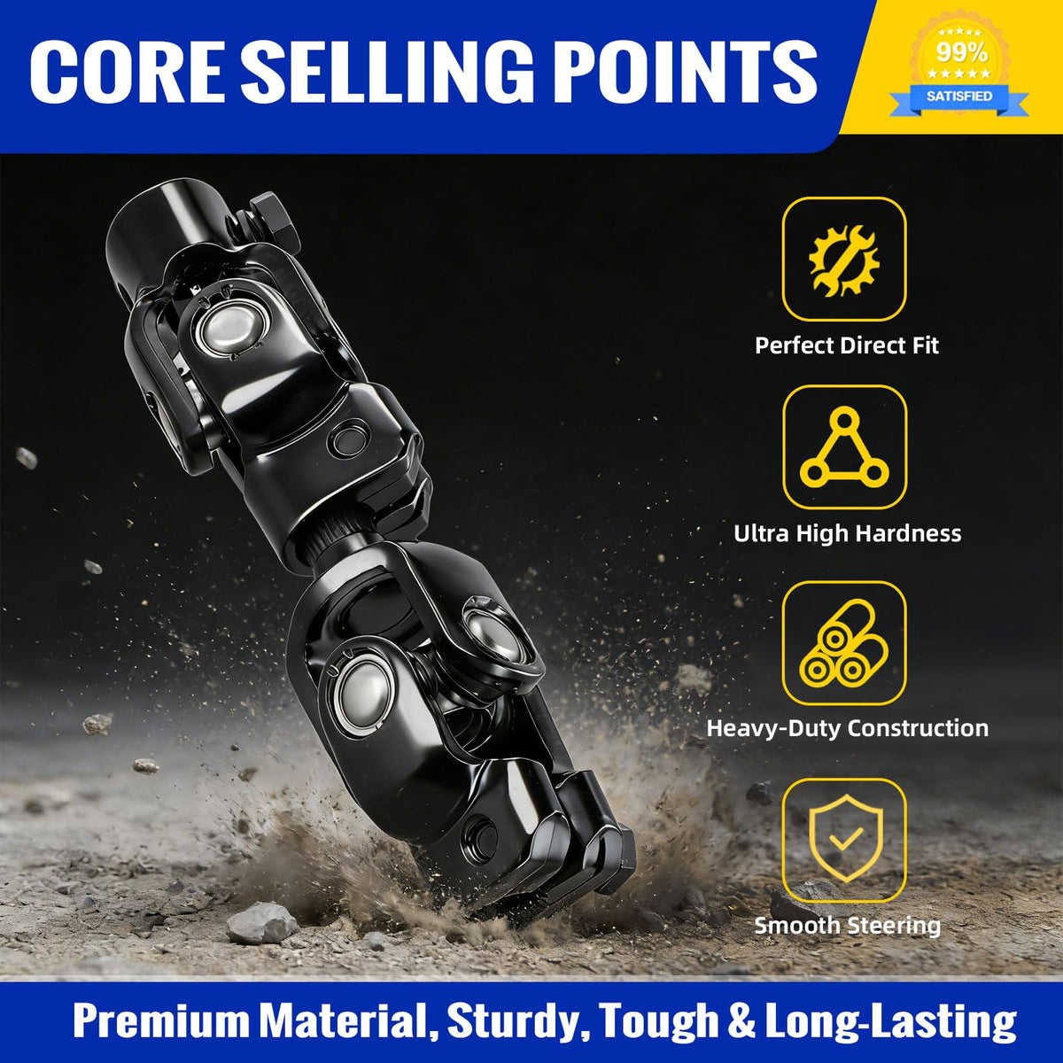 Roykaw steel joint close-up highlights heavy-duty construction and durability.