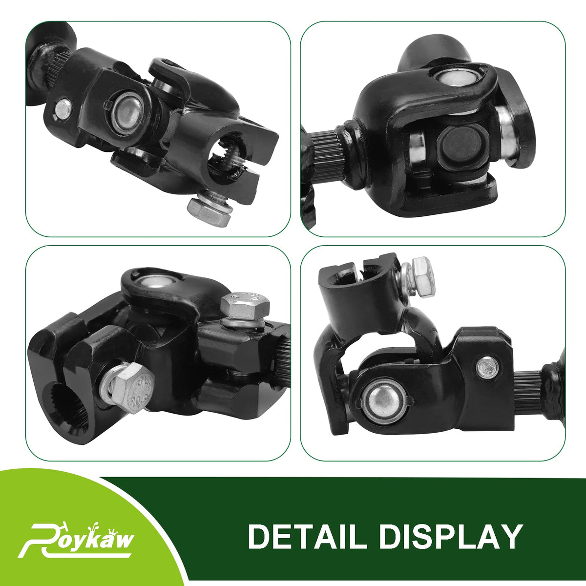 Roykaw steering shaft packaged image indicates ready-to-install kit.