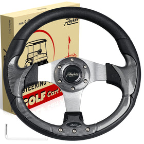 Roykaw Style 2 black steering wheel with 12.5 inch diameter enhances ride comfort