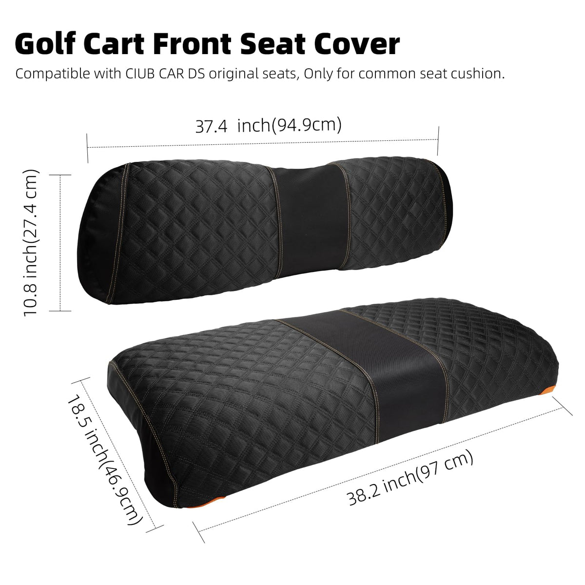 Roykaw stylish DS seat cover enhances golf cart interior.