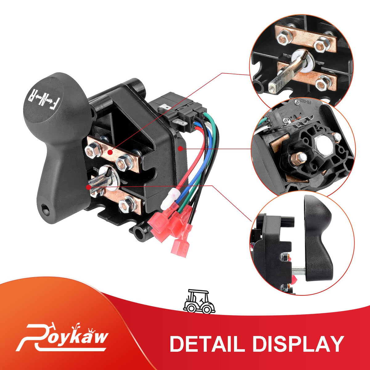 Roykaw switch handle offers a sturdy grip for confident gear changes.