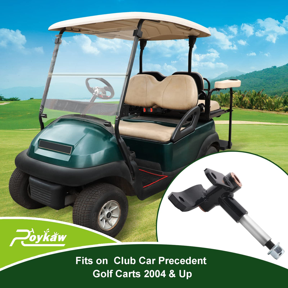 Roykaw Tempo-compatible spindle for flexible golf cart replacement.