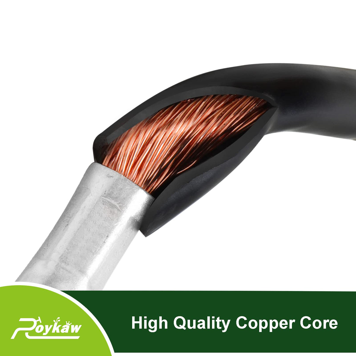 Closeup of Roykaw tin-coated copper lugs for corrosion resistance.