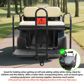 Roykaw trailer hitch with receiver enables secure towing on golf carts.