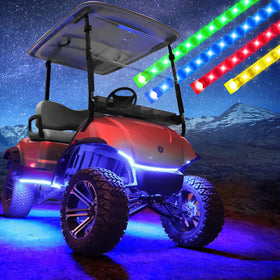 Roykaw underbody LED strip on EZGO cart provides bright, even glow.