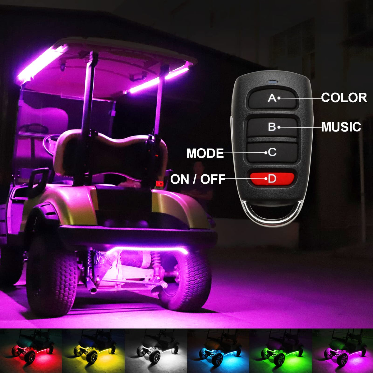 Roykaw four-piece kit enables flexible installation beneath your cart.