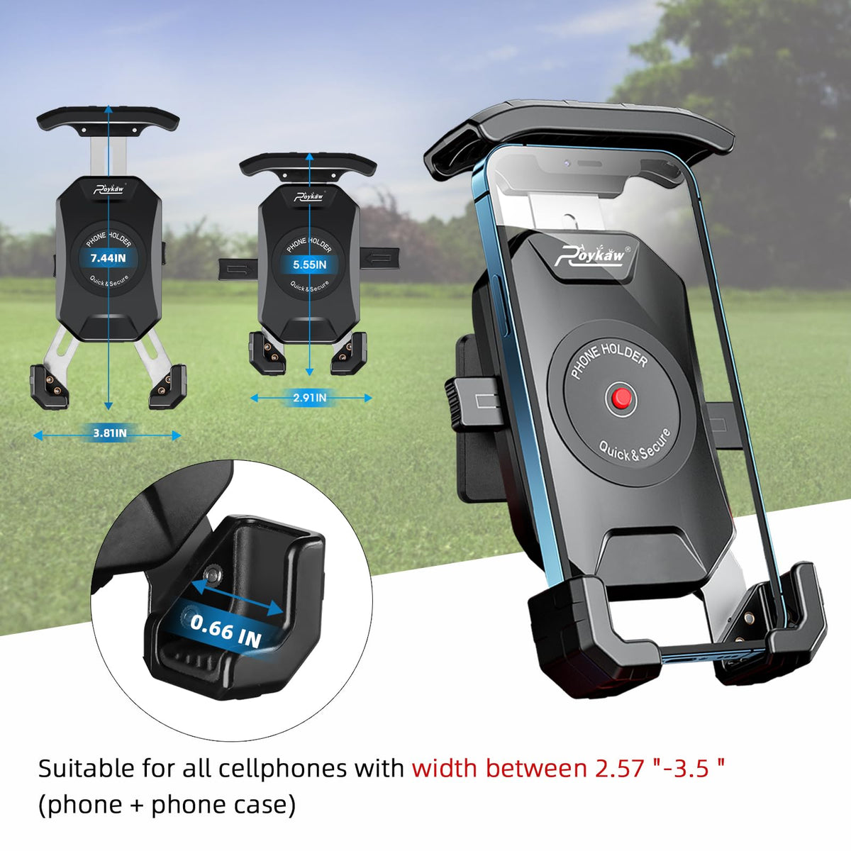 Roykaw universal compatibility fits most smartphones, with or without a case