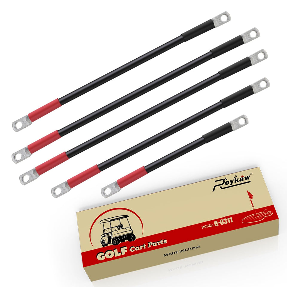 Roykaw upgraded golf cart battery cables kit for 48V Club Car Precedent showing durable copper wires