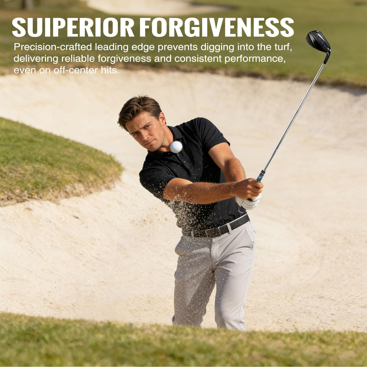  Roykaw wedge showing low center of gravity for higher, softer ball flight.