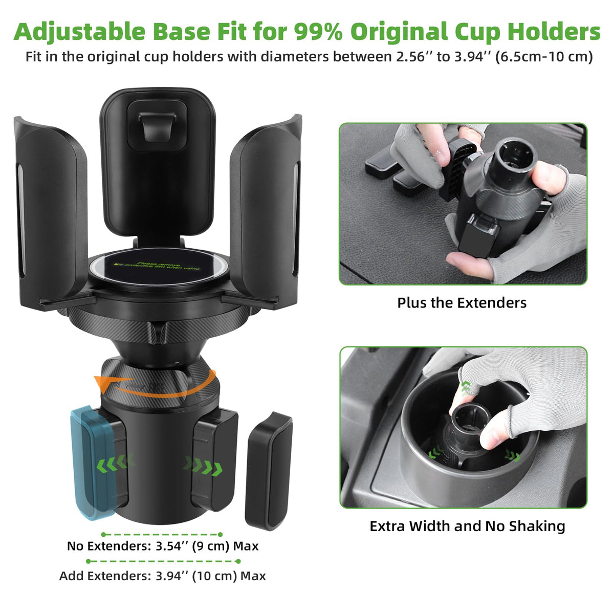 Roykaw wobble-free base adapts to different cup holder sizes for steady performance
