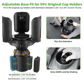 Roykaw wobble-free base adapts to different cup holder sizes for steady performance