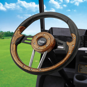 Roykaw wood grain steering wheel, 12.5 inch diameter, stylish grip for golf carts.