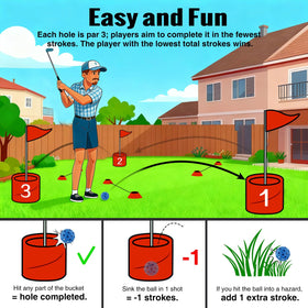 Roykaw backyard golf tee boxes lined for precise practice anywhere.