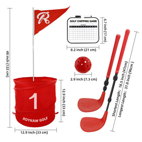 Roykaw backyard golf set laid out shows instant-game setup