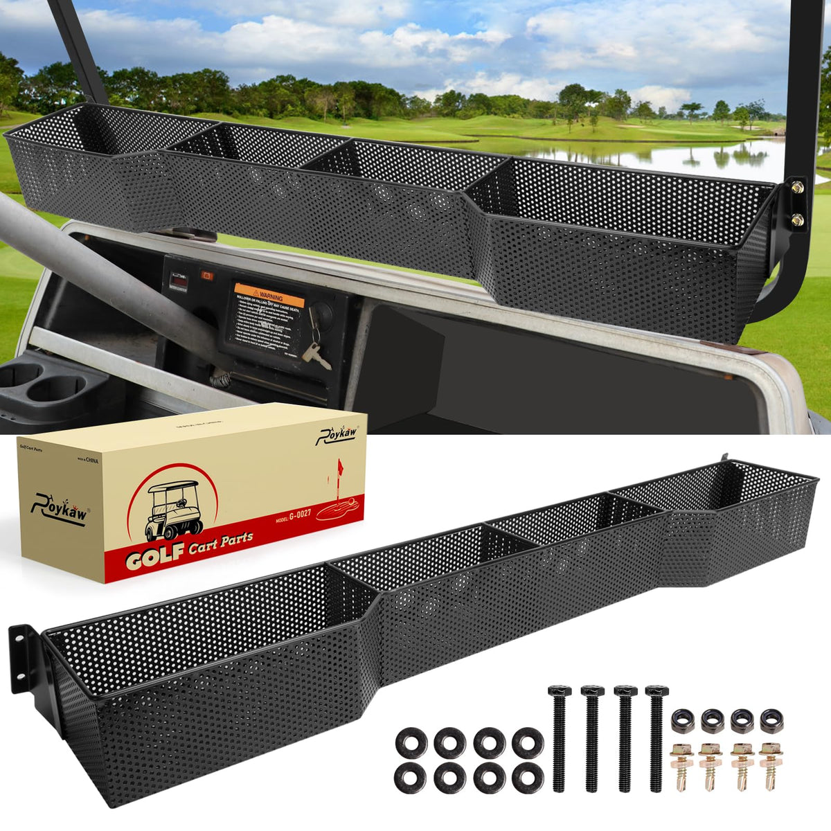 Roykow DS front basket installation on Club Car DS for secure organization