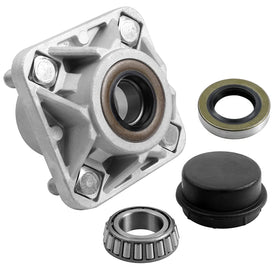 Roykow EZGO front hub assembly features durable aluminum housing for strength.