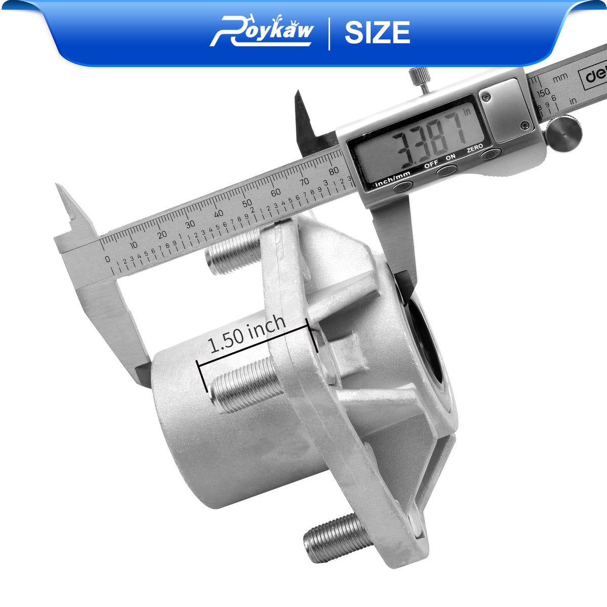 Roykow EZGO hub seals and bearings shown with aluminum housing and studs.