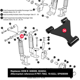 Roykaw EZGO RXV front suspension assembly enhances ride stability and responsive steering.