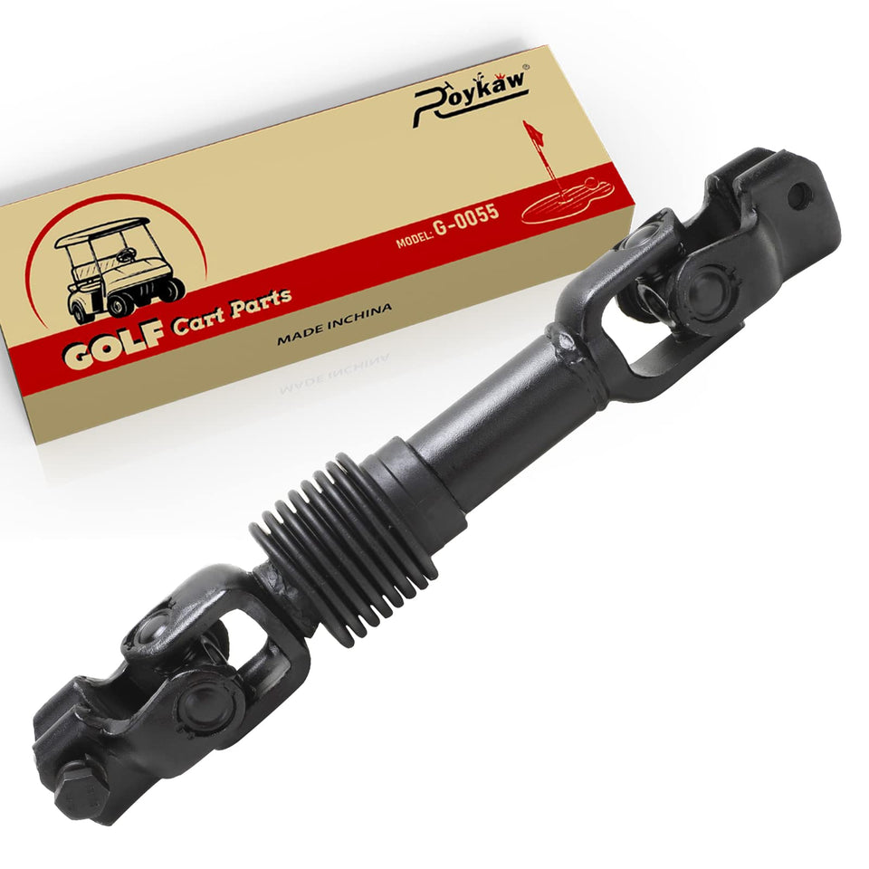 Roykaw EZGO TXT steering shaft close-up shows durable steel construction for lasting control.