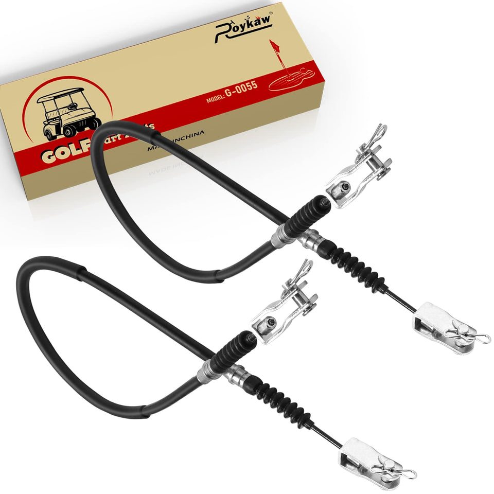 Roykaw brake cable set driver side for Club Car DS, clear view of cable ends