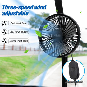 Roykow golf cart fan with 360-degree rotation head for directed airflow.