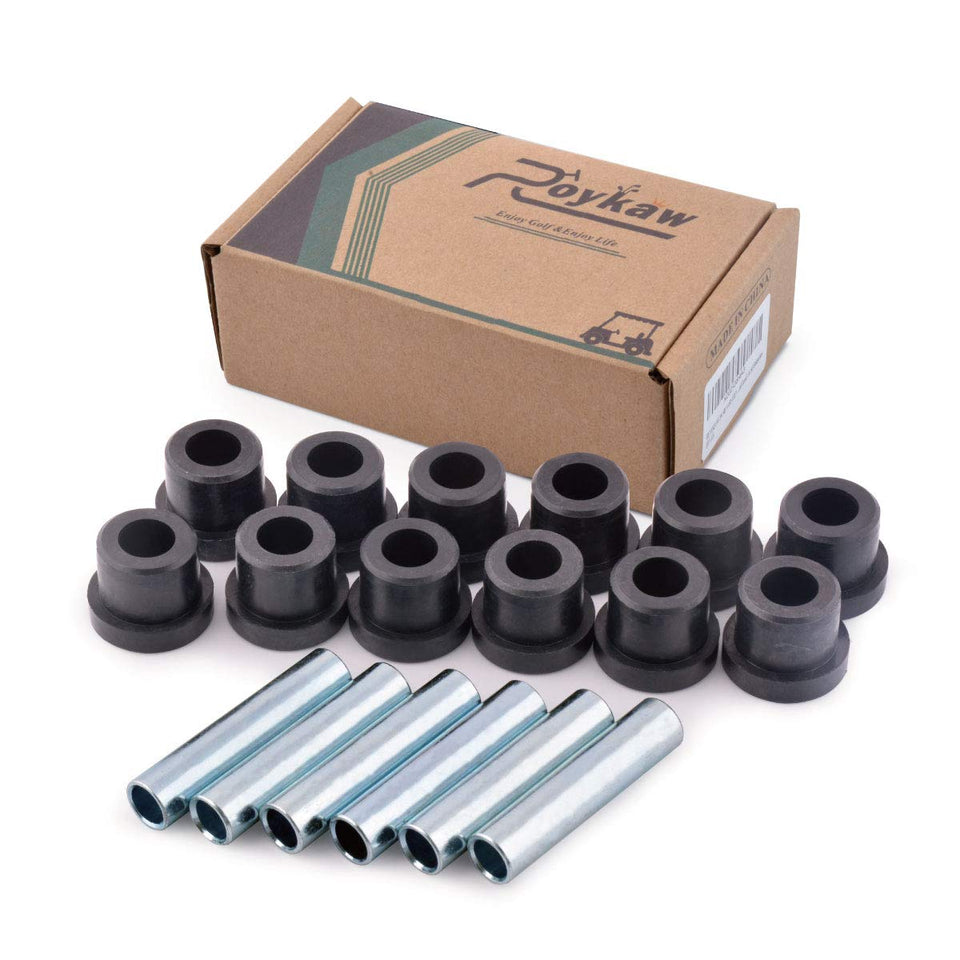 Roykow leaf spring bushing kit front view for Club Car DS and EZGO, stabilizes rough rides.