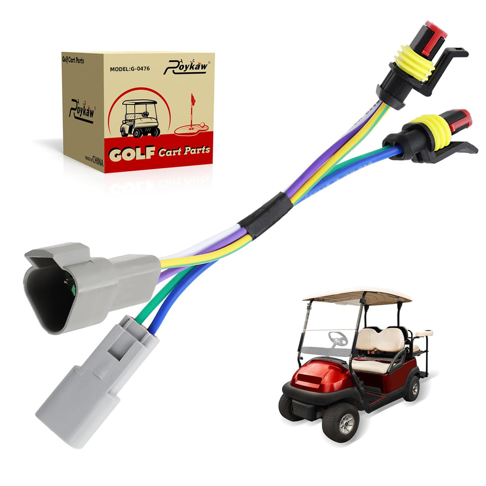 Roykaw MCOR 3-4 adapter harness for Club Car Precedent enables plug-and-play upgrades.