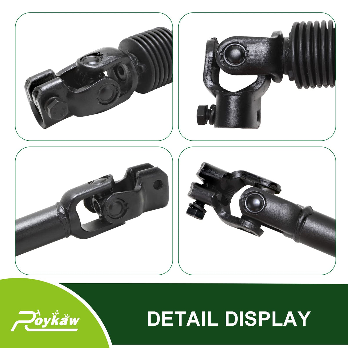 Roykaw steering column assembly close view highlights easy alignment with the steering box.