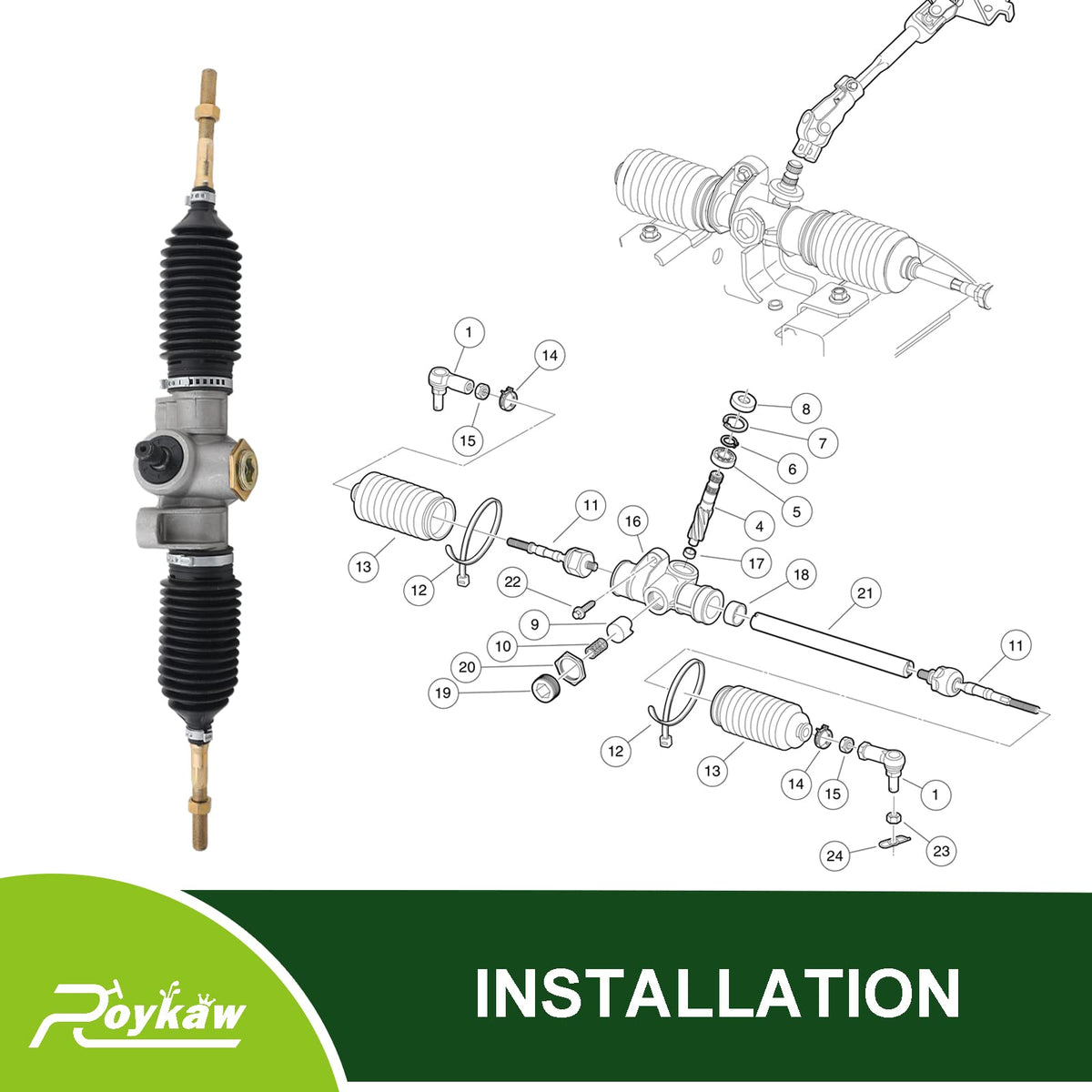Roykow steering system fit-check confirms model compatibility before purchase.