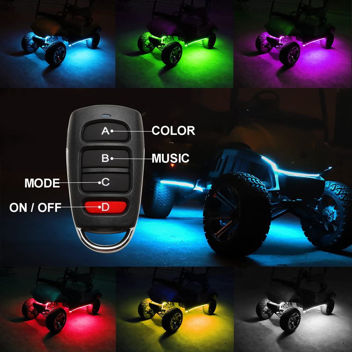 Roykaw 12-66V control box powers lights directly from cart battery
