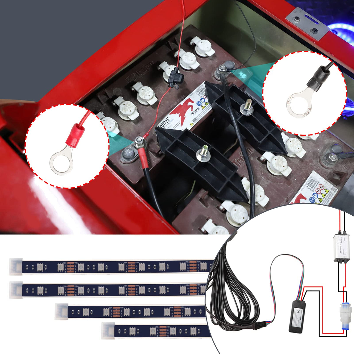 Roykaw underglow kit is compatible with EZGO Club Car Yamaha carts