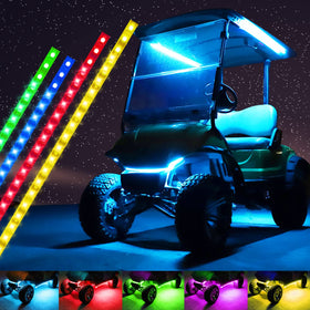 Roykaw underglow LED kit with flexible tubes enhances EZGO undercarriage visibility