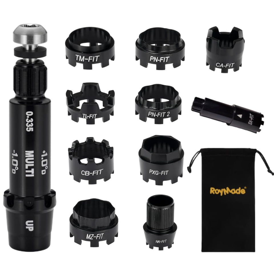 ROYMADE all-fit adapter sleeve in durable aluminum for versatile head changes.