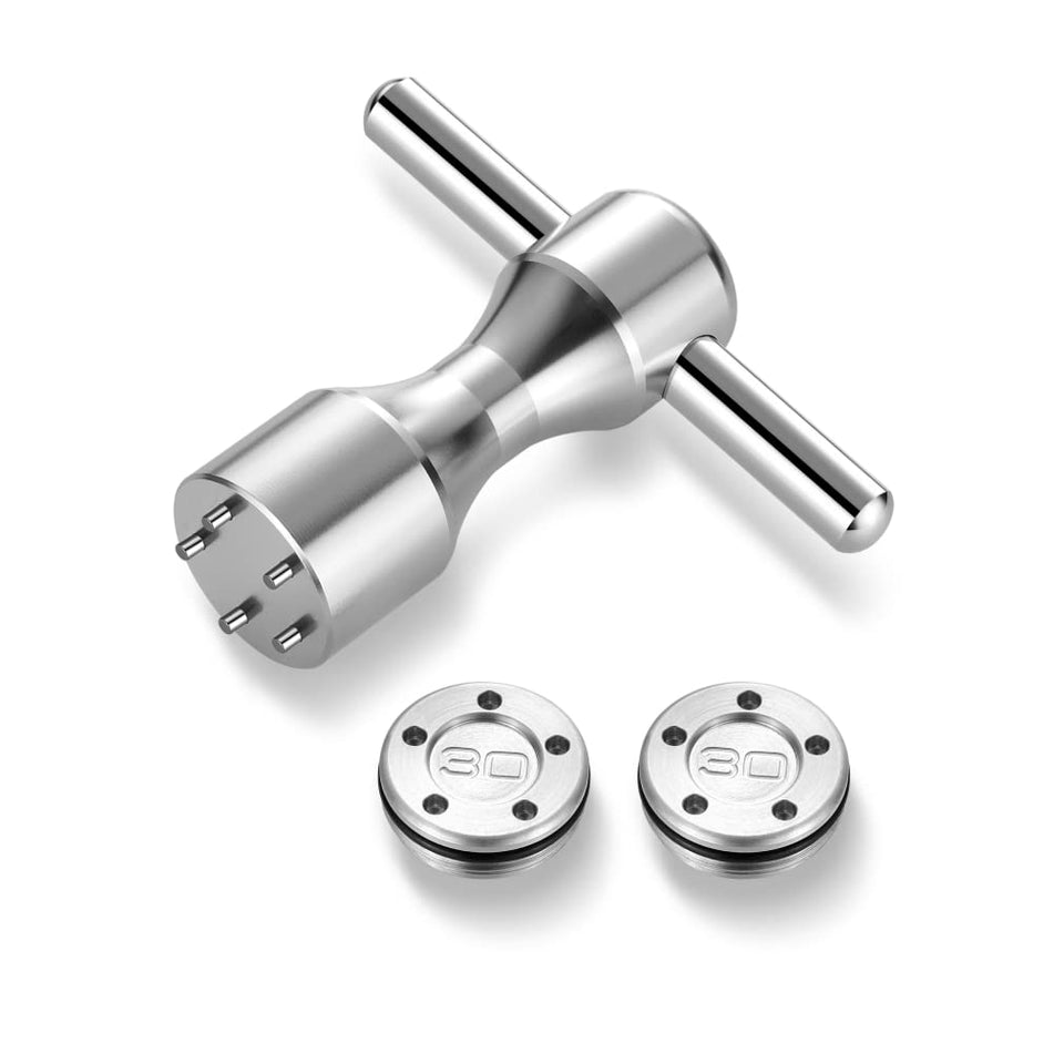 ROYMADE golf putter weights 30g pair with wrench kit for precision tuning.