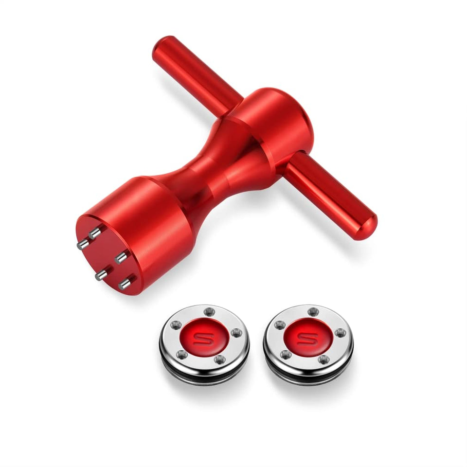 Roymade putter weights two-piece kit with red wrench for Scotty Cameron.