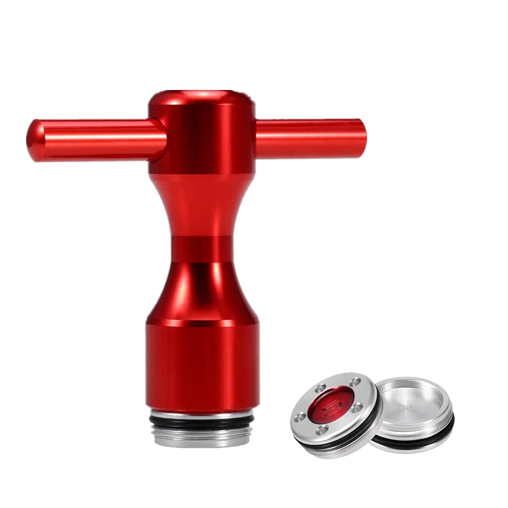 Roymade red wrench tool enables quick weight changes.