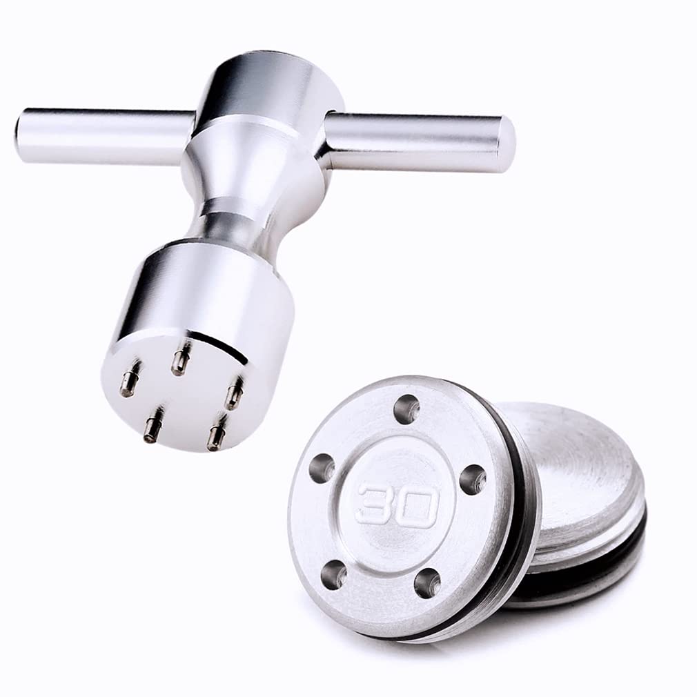 ROYMADE stainless steel 10g and 20g weights for mid-balance feel.