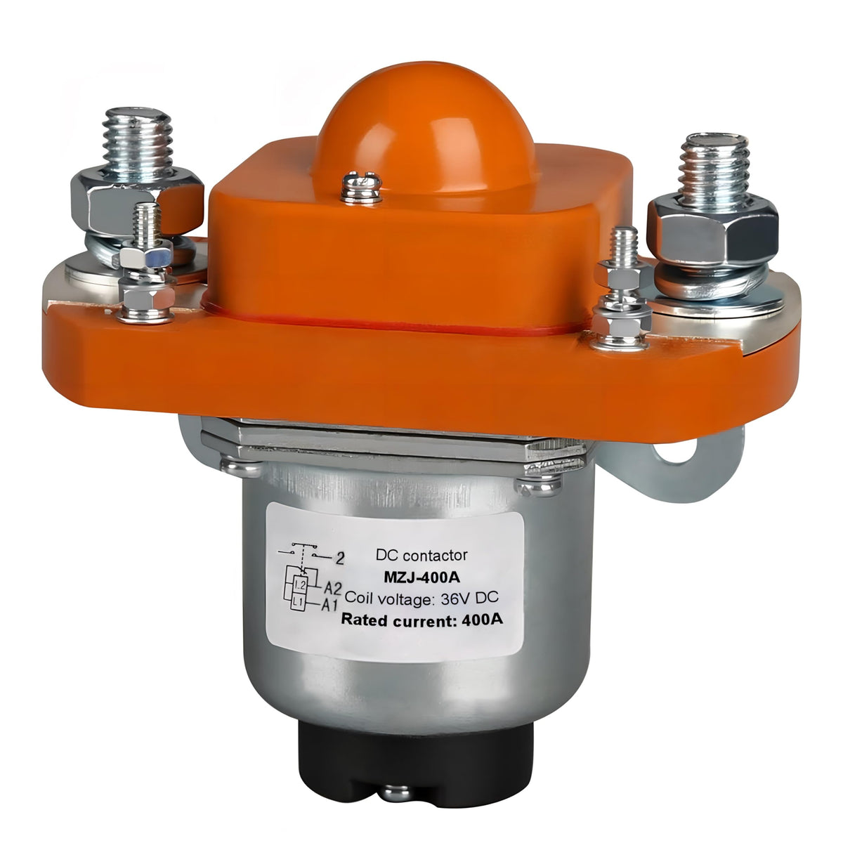 RQG MZJ-400A front view shows rugged 400A DC contactor for heavy-duty carts.
