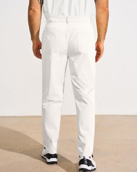Runcati mens golf pants with button fly and elastic waist for a flexible fit.