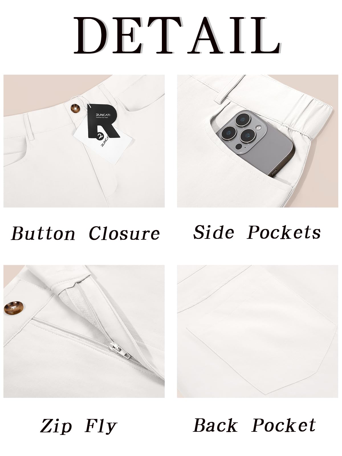 Runcati men's golf pants offer everyday versatility from work to weekend wear.