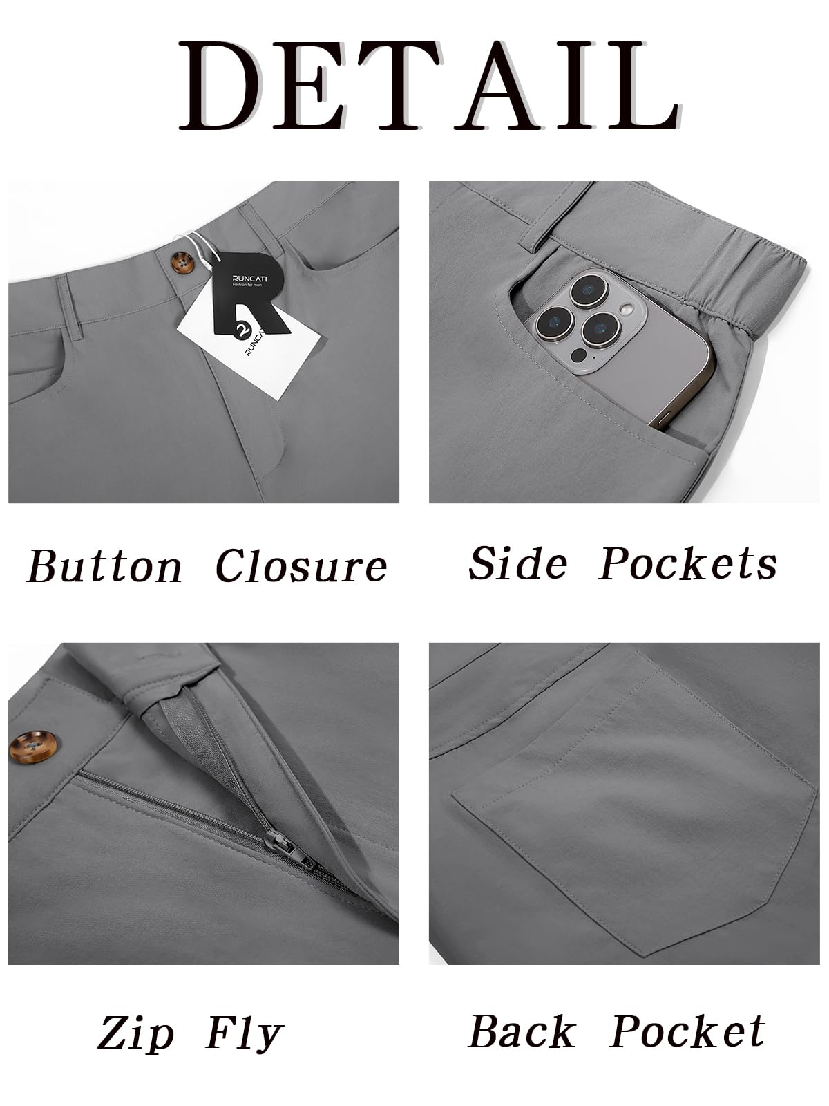 Runcati men's golf pants lightweight breathable fabric for movement