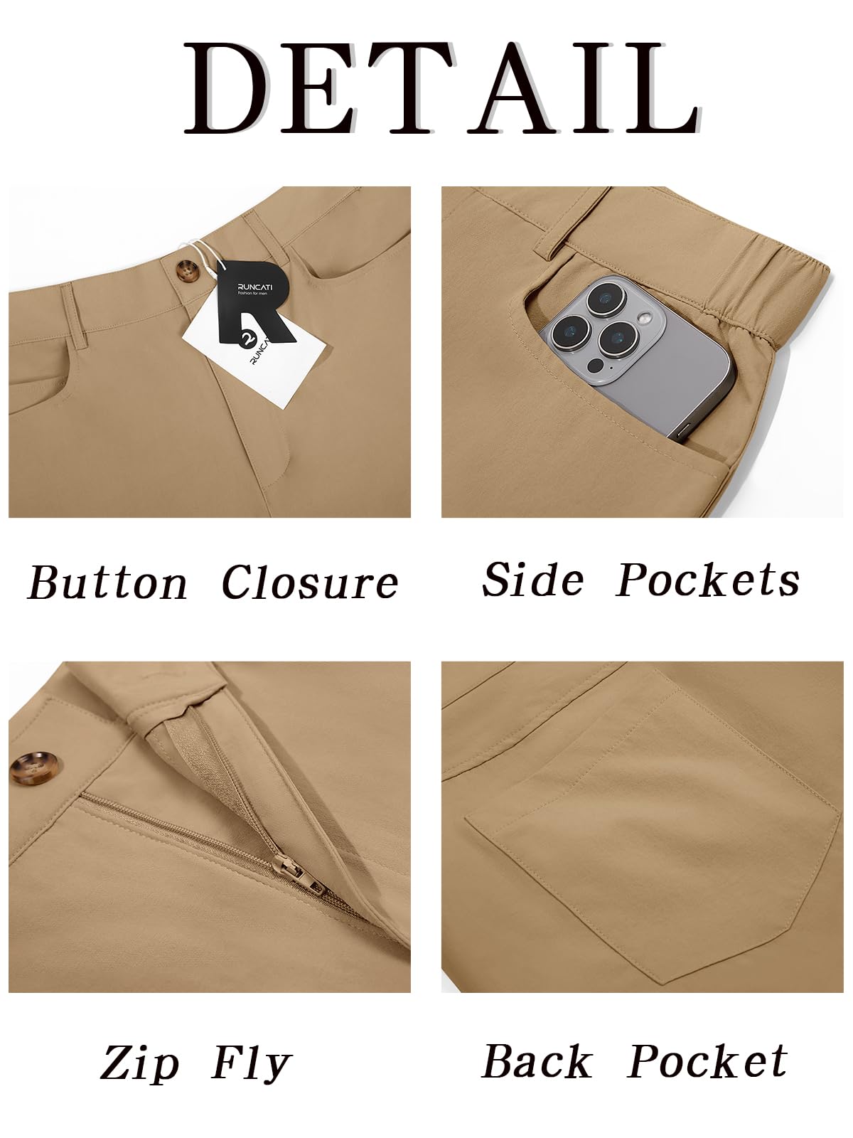 Runcati mens golf pants shown on model to illustrate fit.